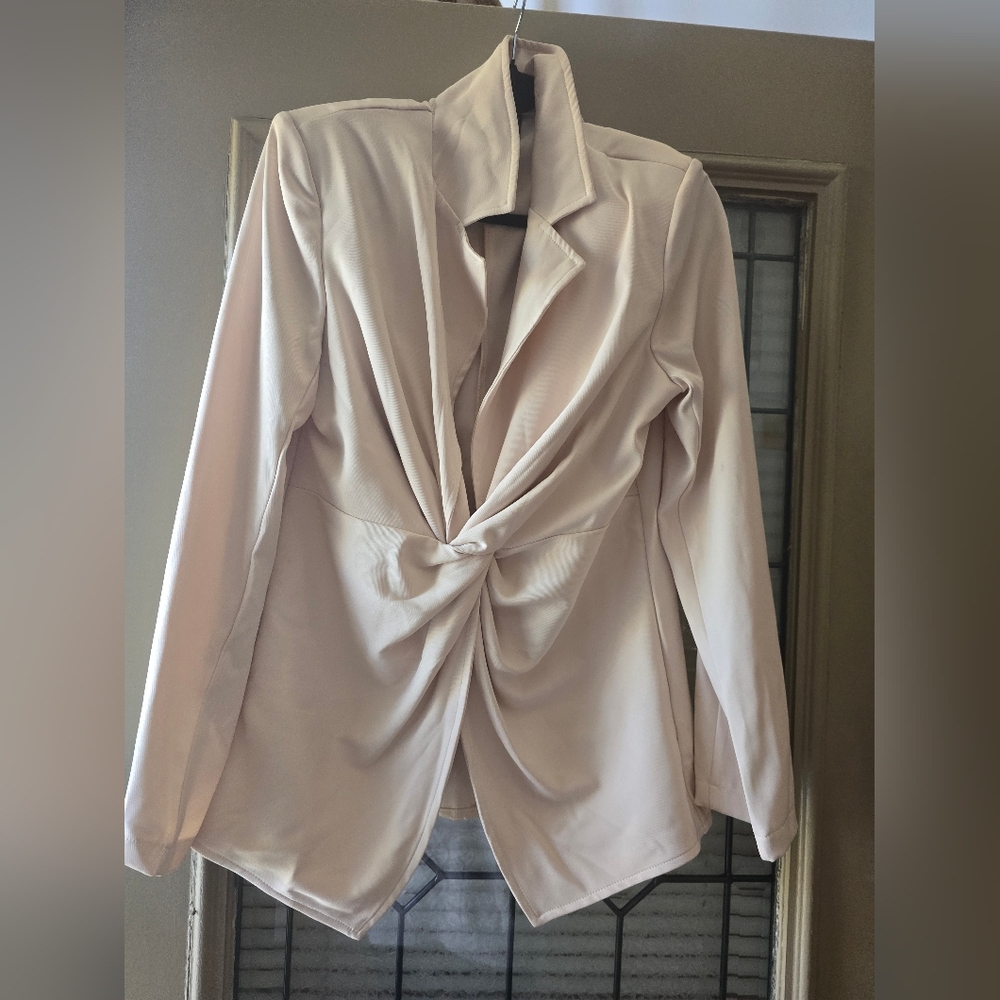 Elegant Cream Twist-Front Blazer